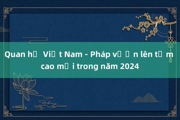 Quan hệ Việt Nam - Pháp vươn lên tầm cao mới trong năm 2024