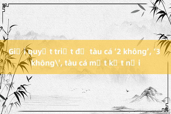 Giải quyết triệt để tàu cá ‘2 không’， ‘3 không'， tàu cá mất kết nối